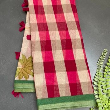 Soft Linen sarees Pichwai prints