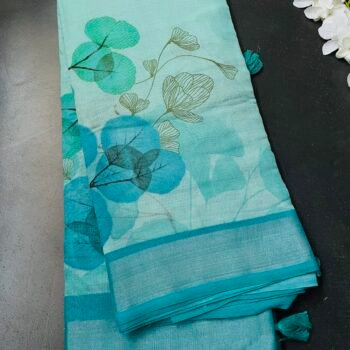 Linen saree floral print