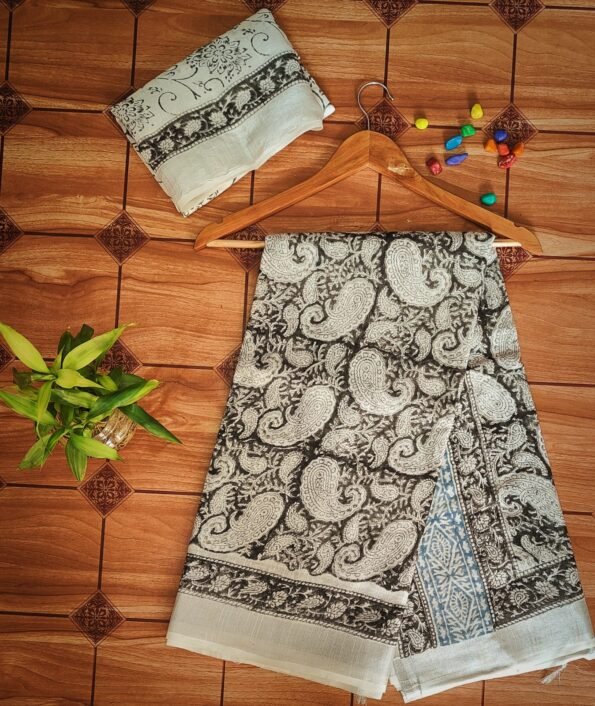 Black and white saree