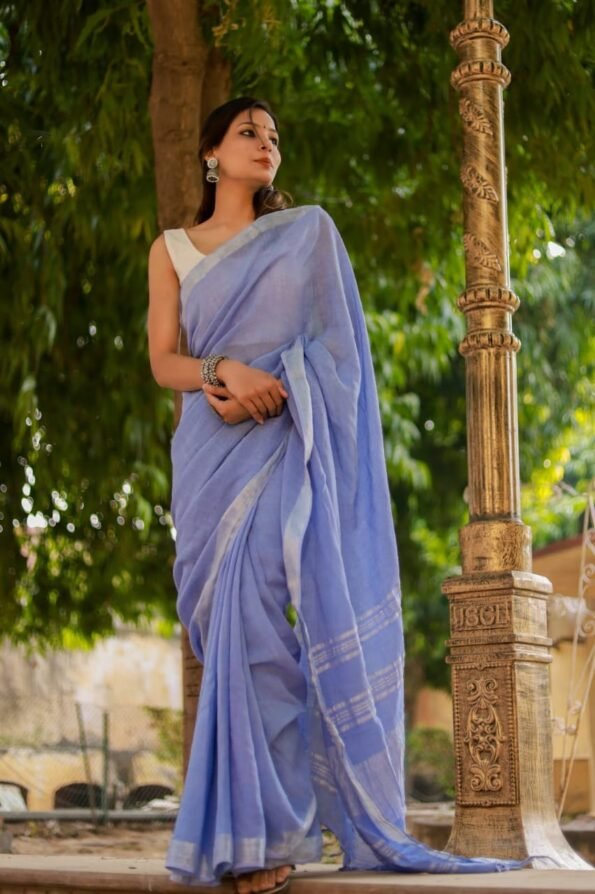 Power blue saree