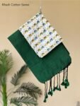 Khadi Cotton Saree With Extra Small Elephant Print Blouse